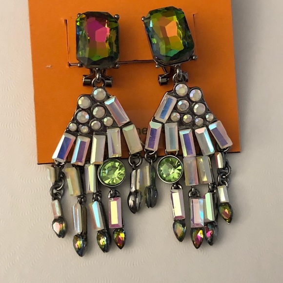 Betsey Johnson Silver Tone Skeleton Hand Drop Earrings Crystal Accents NWT - Picture 3 of 16